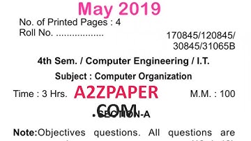 HSBTE Diploma 4th Sem Computer Organization Question Paper May 19