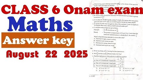 Class 6 MATHS |Onam Exam2025 Question Paper with Answers