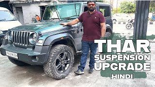 Mahindra Thar Suspension Upgrade & A/T Tire Installation. HINDI AUDIO #thar #ironman4x4 #4x4