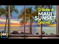 4K Relaxing Window View to Maui Beach with Palm Trees - 8 HRS Sunset Sky &amp; Soothing Ocean Sounds -#1