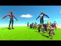 Spiderman VS Venom + Heroes Team - Animal Revolt Battle Simulator