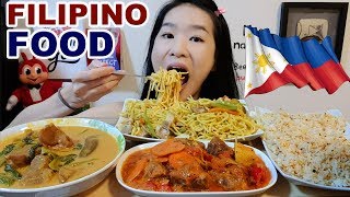 FILIPINO FOOD FEAST!! Pancit Canton, Beef Caldereta, Kare Kare, Garlic Rice - Mukbang w/ Asmr Eating