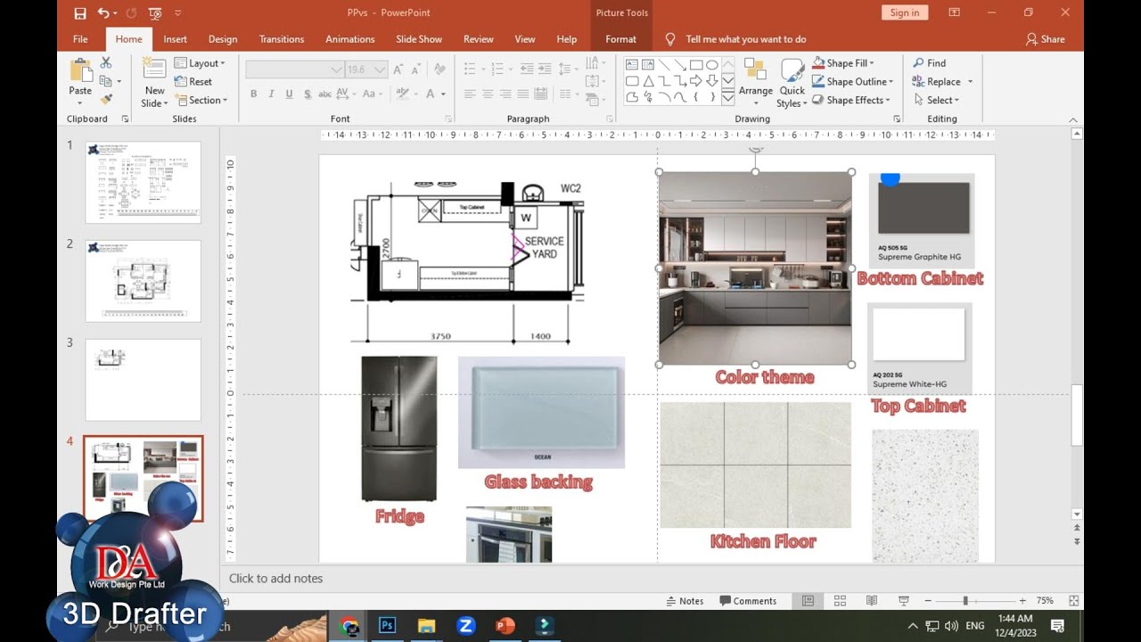 How to plan the design of your kitchen using Microsoft PowerPoint. hdb