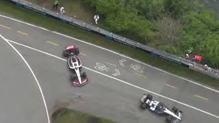 Kevin Magnussen and Nyck de Vries run off the track fighting for positions canadiangp f1