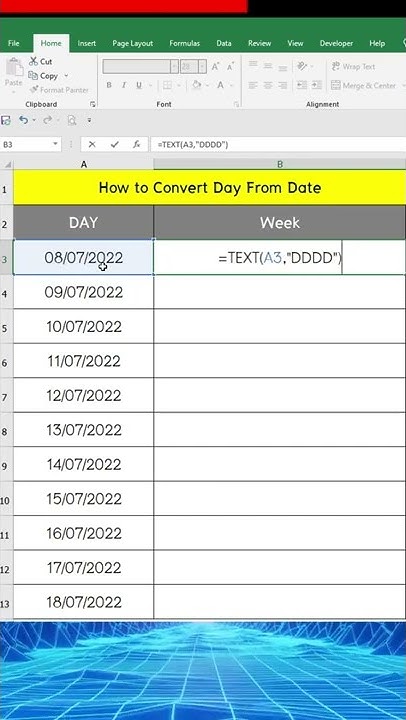 Day From Date Get Day Of The Week From Date In Excel YouTube day-from-date-get-day-of-the-week-from-date-in-excel-youtube