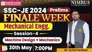 Complete Machine Design + Mechanics Marathon For SSC JE 2024 Prelims Mechanical Engg. Aspirants