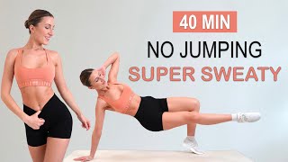 40 Min Intense No Jumping Hiit Workout | Apartment + Small Space Friendly | Sweaty, No Repeat