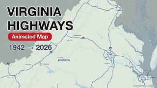 Virginia Highway Network Evolution (1942–2026) | Animated Map