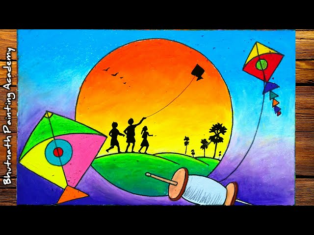 Colourful Kite 🪁 Drawing for Kids | Art drawings for kids, Hand art kids,  Drawing for kids