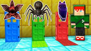 NÃO ESCOLHA A PORTA ASSUSTADORA ERRADA NO MINECRAFT!! (Demogorgon, Lobisomem, Aranha Realista)