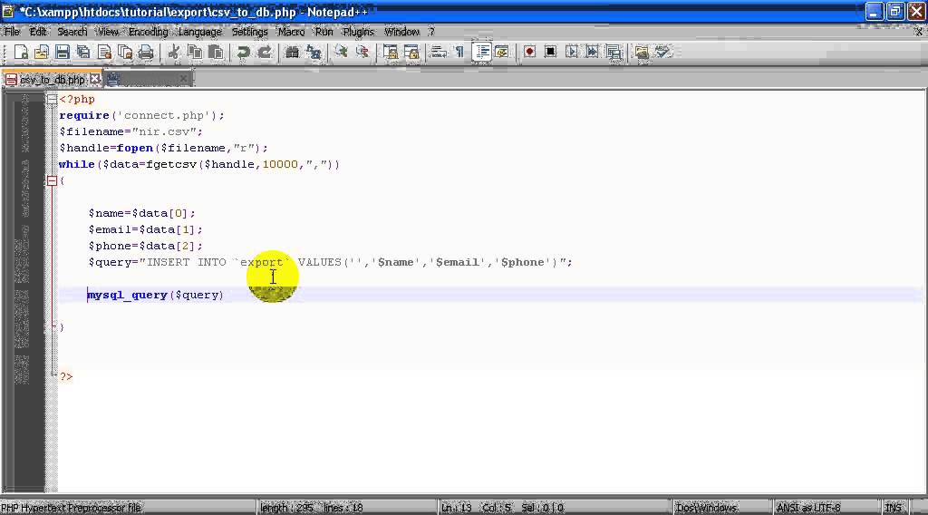 export csv data to mysql - YouTube