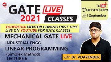 #LinearProgramming (Simplex Method, P-6)#IndustrialEngg #MechanicalEngg #GATE 2021 #Dr Vijayender
