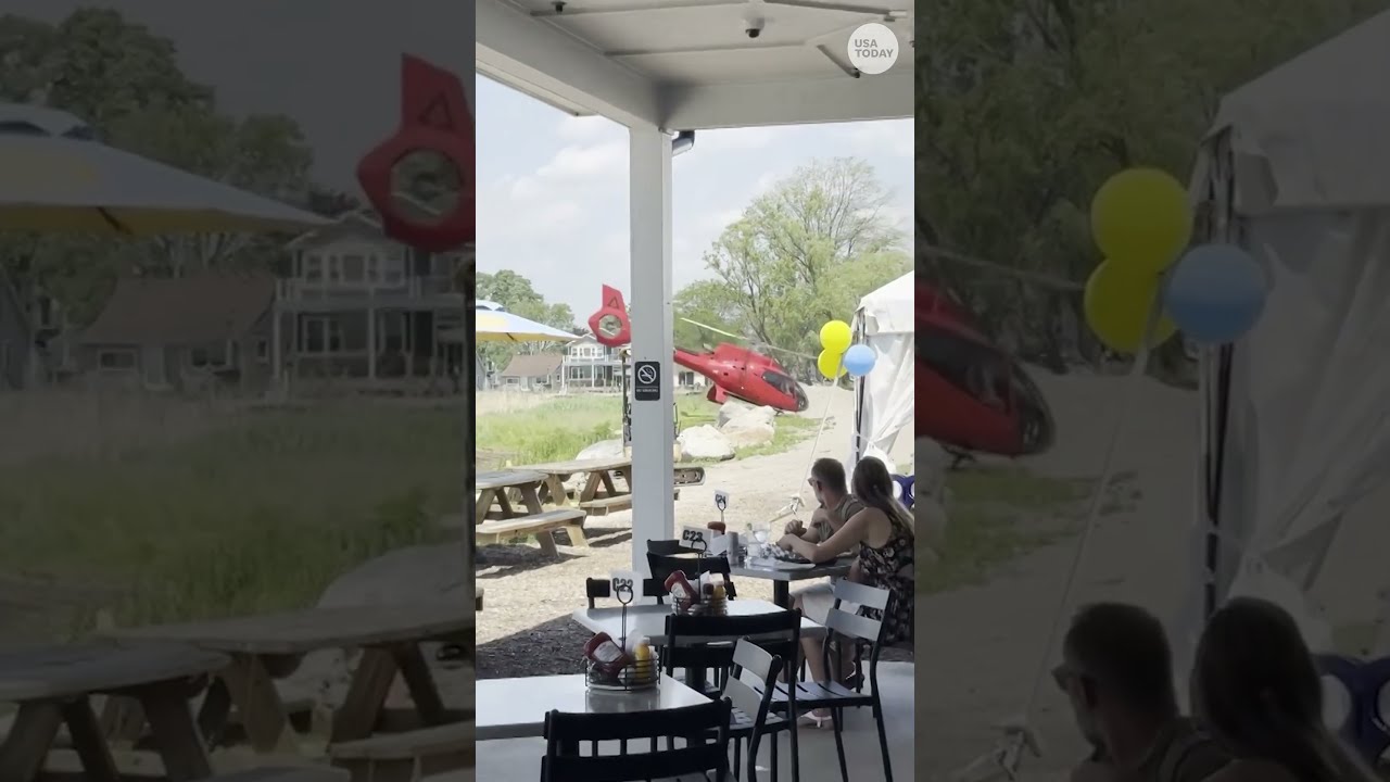 Helicopter crash-lands outside of Michigan restaurant #Shorts
