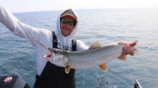 Jigging and Trolling for lake trout.  (Lake Superior)