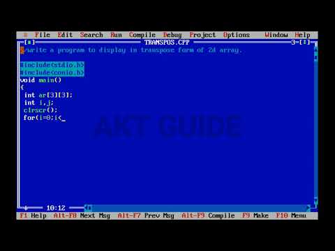 Write a program to display transpose of array in c language//transpose of two dimensional//akt guide