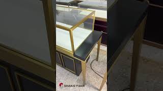 Modern Black &amp; Gold Jewelry Display Counter with Storage | Shop Fitting Ideas