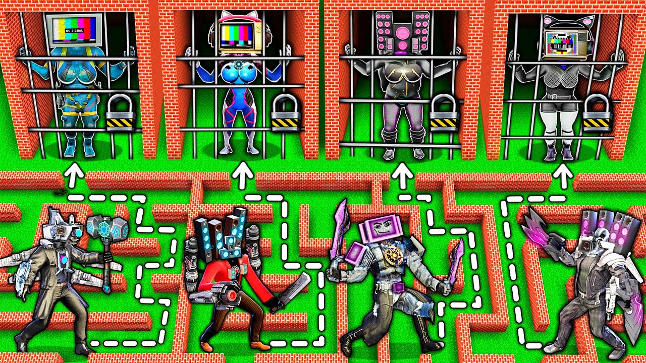 CHOOSE the RIGHT JAIL of TV WOMAN to SAVE vs SKIBIDI TOILET in SURVIVAL MAZE in MINECRAFT animation