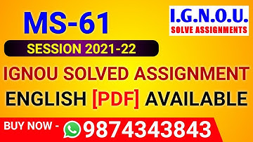 MS-061 Solved Assignment 2021-22 in English, MS 61 Solved Assignment 2022, MS-061 Assignment