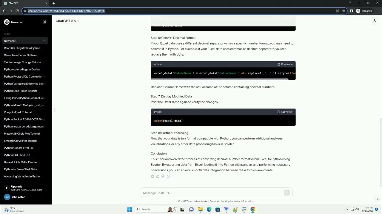Change decimal number in excel to format of python spyder youtube