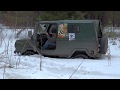 ЛуАЗ на шинах Cordiant Off Road по весеннему снегу