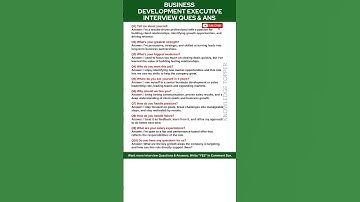Business Development Executive Interview Questions and Answers
