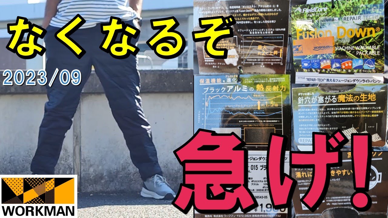ワークマン】リペアテック 洗えるフュージョンダウンライトパンツ 