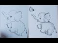 How to draw baby elephant and beautiful  easy elephant drawing  easy elephant scenery drawing