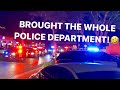 10+ POLICE CARS SWARM CAR MEET AND TRY TO BLOCK US IN!!! *Not Good!*