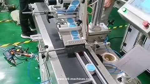 Automatic tape roll vibrating sorting feeding top side labeling machine label applicator video