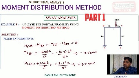 EX 5 : Moment Distribution Method   II Sway Analysis II Structural Analysis II by G.M.Basha II