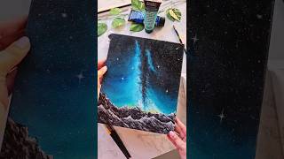 Milky Way Galaxy Painting 😍 #galaxypainting #acrylicpainting #milkywaygalaxy#aestheticart #canvasart