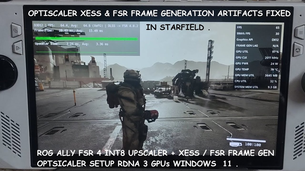 RogAlly Starfield FSR 4 INT8 Upscaler + XeSS / FSR Frame Gen + Artifacts Fix Optiscaler Setup RDNA3