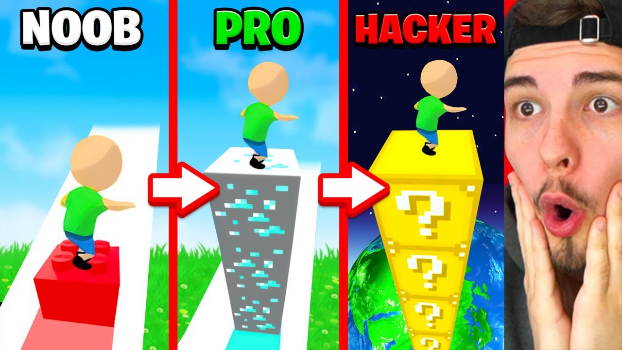 NOOB vs. PRO vs. HACKER in CUBE SURFER!