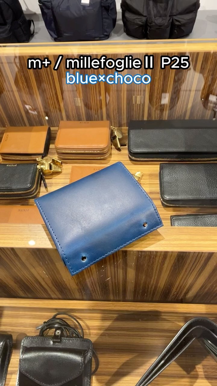 m+ Millefoglie 2P25 Mini Wallet (Blue x Chocolate) mf2p25 - YouTube