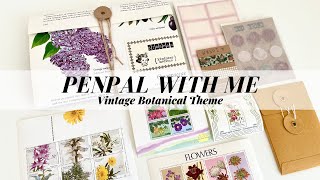 Penpal With Me | Vintage Botanical Themed Accordion Folder | Snail Mail Idea