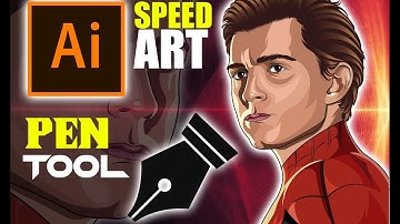 Cartoon Speed Art(Tom Holland)-Spiderman-Vector Art-Vexel Art-Adobe Illustrator-Drawing painting art