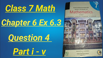 Class 7 Math Chapter 6 Ex 6.3 Q 4 Part (i-v) |Class 7 Math Unit 6 Ex 6.3 Q 4 (Part i - v) 
