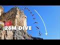 Cliff diving at spectacular trkiye riverside