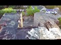 DRONE: Aerial view of Springfield partial building collapse