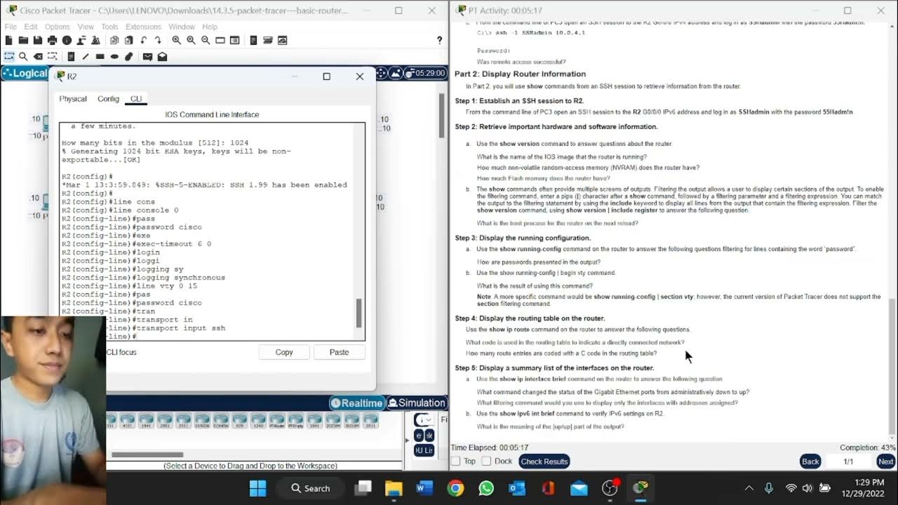 Cisco packet tracer 14 3 5 basic router configuration review youtube