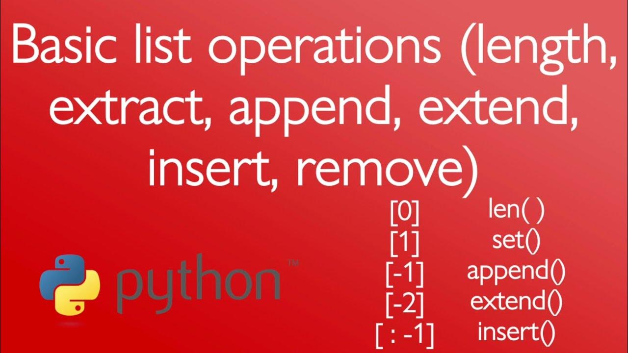Basic list operations in Python - YouTube