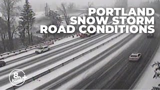 Live look: Snowy road conditions in Portland metro area
