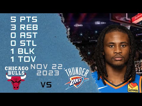 Cason Wallace player Highlights THUNDER vs BULLS NBA Regular season game 22-11-2023