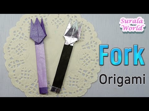 Origami - Fork (How to make a paper fork, Tutorial)