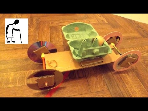 Rubber Band Powered Car Cardboard Carry Egg 10m