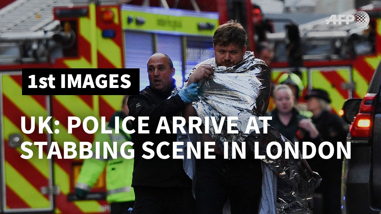 Officers and police dogs at London Bridge after stabbing | AFP