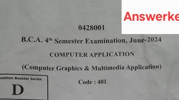 Computer Graphics And Multimedia Applications Answerkey || MSU || BCA 4 Semester MCQ Answerkey