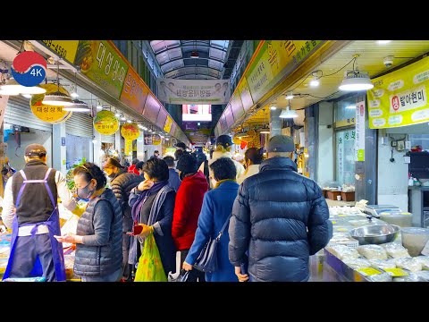 [4K] Korea Walk - Gyeonggi-do GwangMyeong Traditional Market,  a food alley Evening Walk