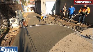 Concrete Patio Pour with Curb and Curved Bullnose Step