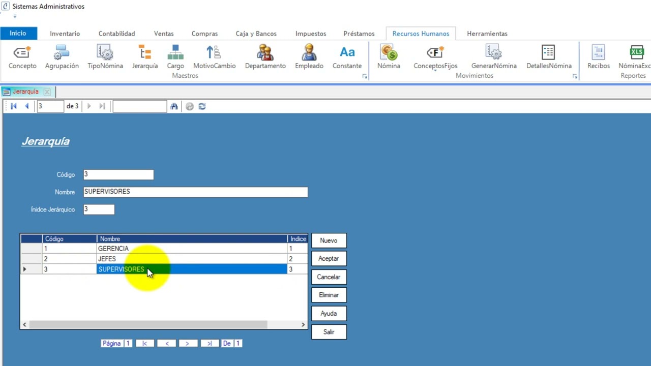 Jerarquías en Contable.net